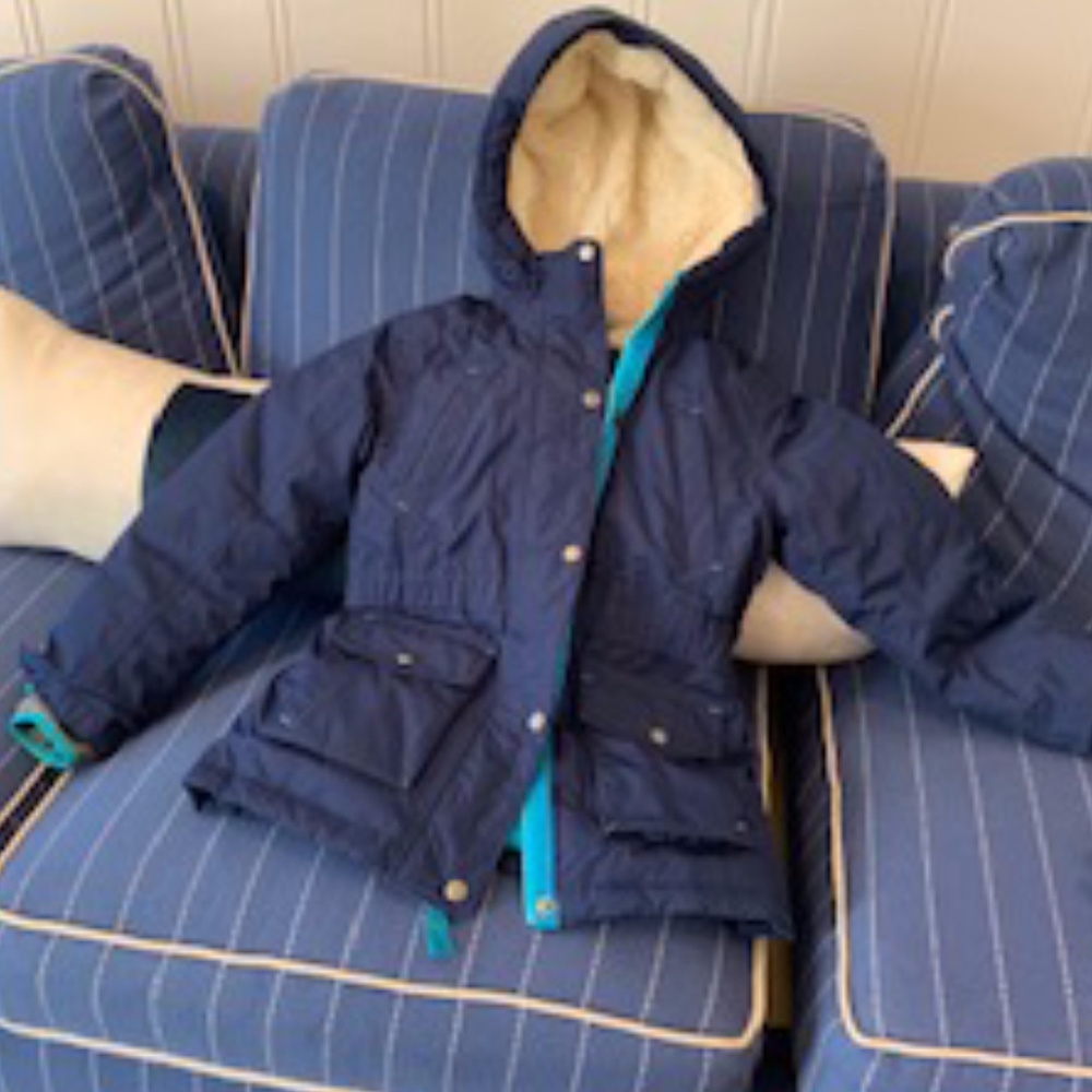 Girl's Lands End Winter Parka and Matching Gloves